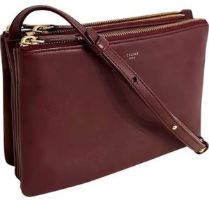 Celine Burgundy Alan skin Leather Trio Crossbody Bag